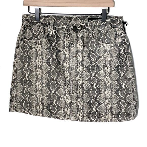 NWT Blank NYC cream and gray snake print denim A-line mini skirt size 29 - Picture 3 of 7